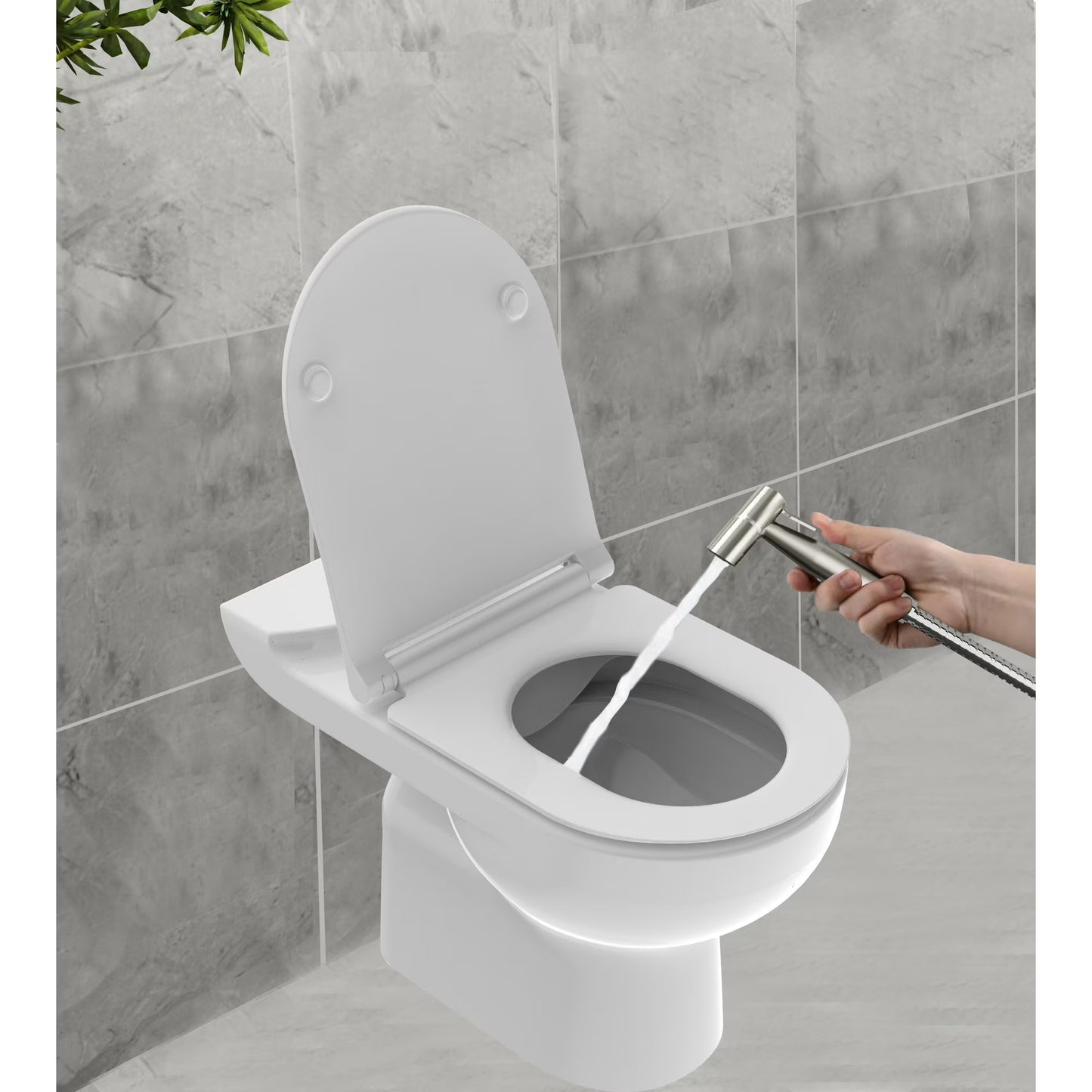 Silver Stainless Steel Handheld Bidet Sprayer Set for Personal Hygiene