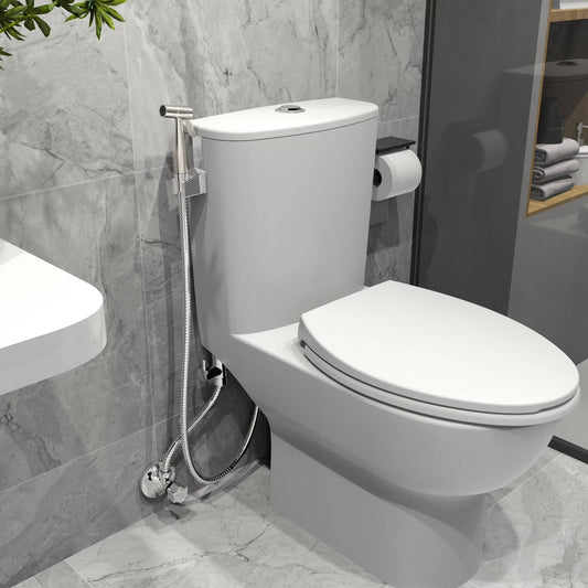 Silver Stainless Steel Handheld Bidet Sprayer Set for Personal Hygiene