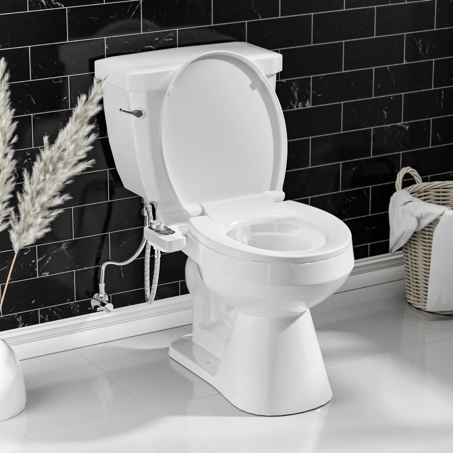 Fresh Water Toilet Bidet System – Dual Spray Nozzles with Angle Control, Self-Cleaning Jet, Gentle Feminine Setting, and Adjustable Pressure Flow