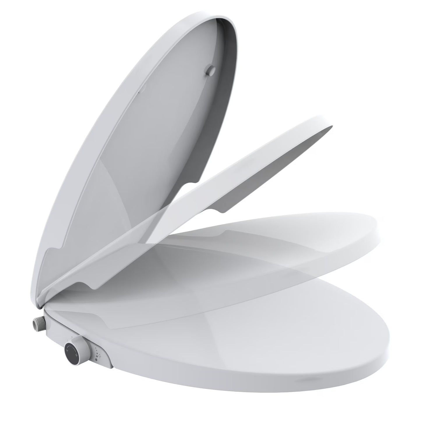 Elongated Non-Electric Bidet Toilet Seat with Dual Self-Cleaning Nozzles, Daisy White