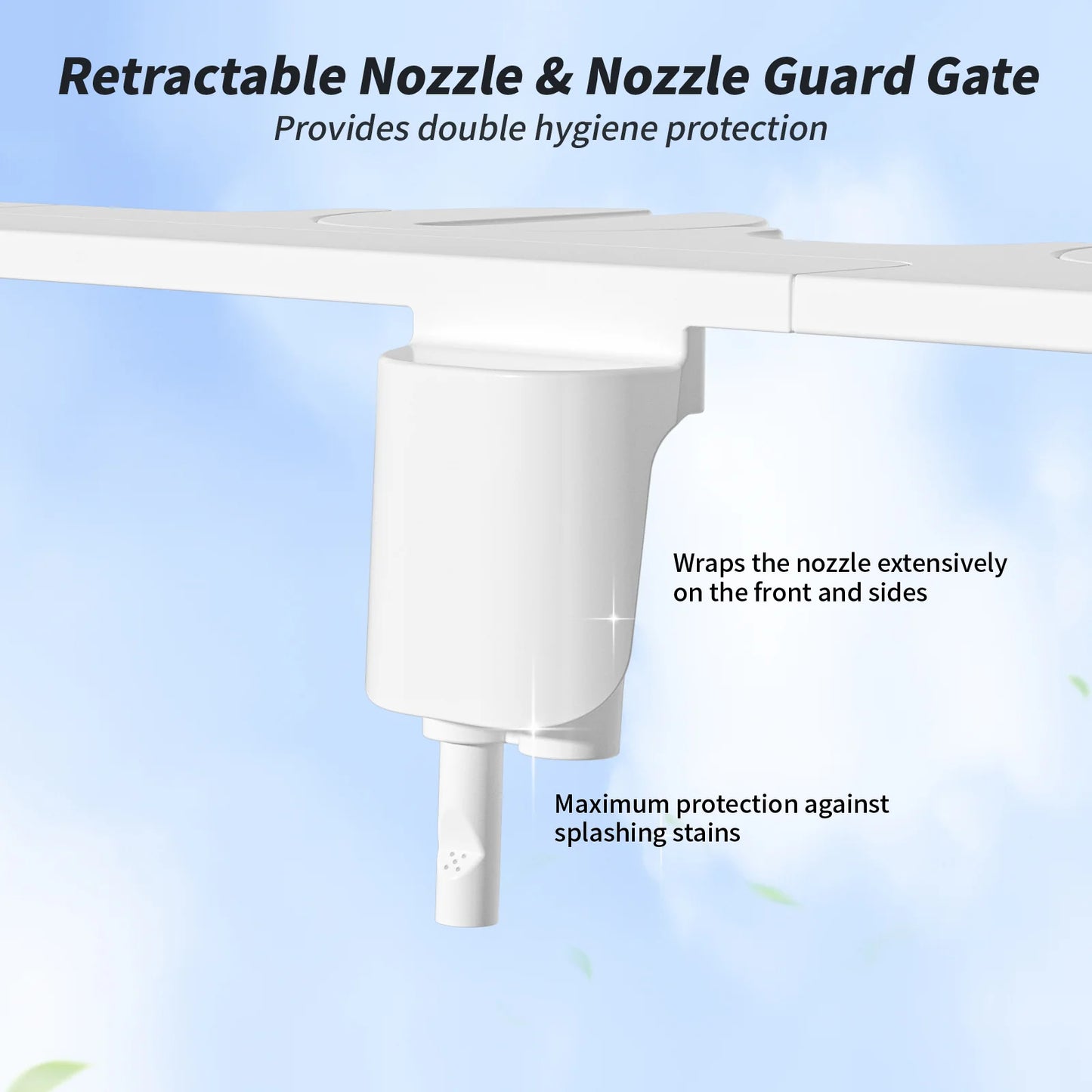 Fresh Water Toilet Bidet System – Dual Spray Nozzles with Angle Control, Self-Cleaning Jet, Gentle Feminine Setting, and Adjustable Pressure Flow