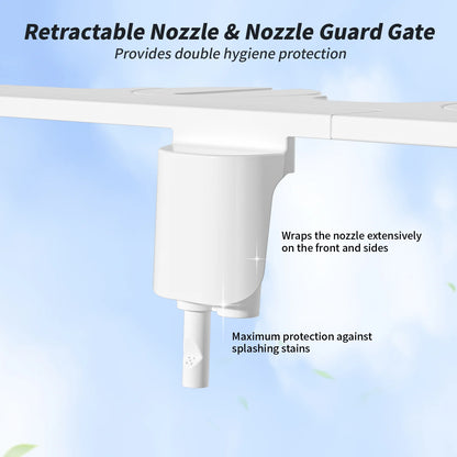Fresh Water Toilet Bidet System – Dual Spray Nozzles with Angle Control, Self-Cleaning Jet, Gentle Feminine Setting, and Adjustable Pressure Flow
