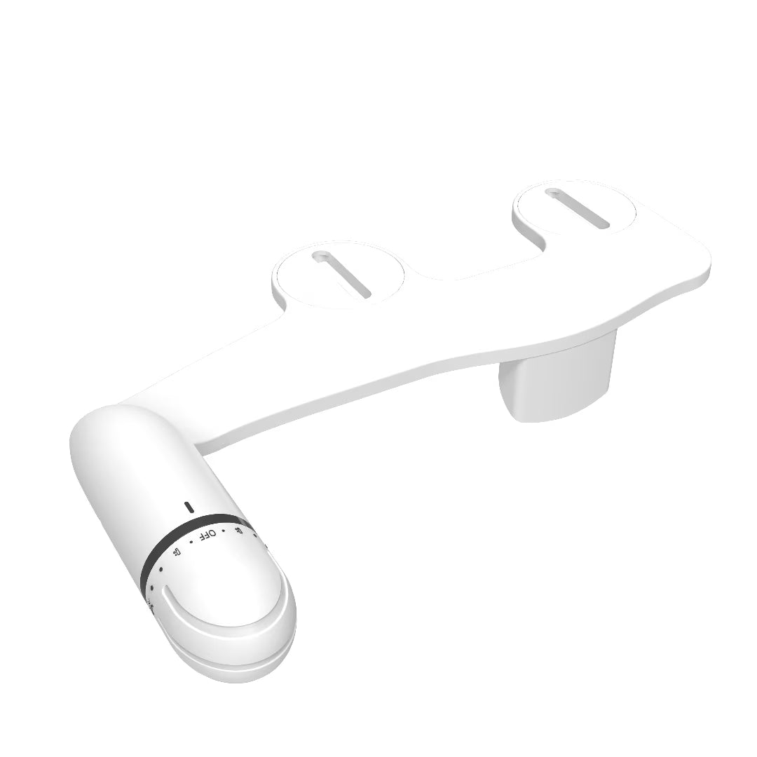 Dual Nozzles Bidet Attachments with Self Cleanig Daisy White, Slim Size