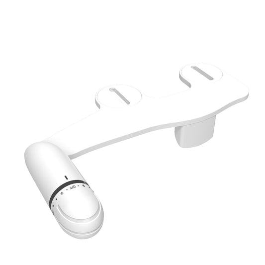 Dual Nozzles Bidet Attachments with Self Cleanig Daisy White, Slim Size