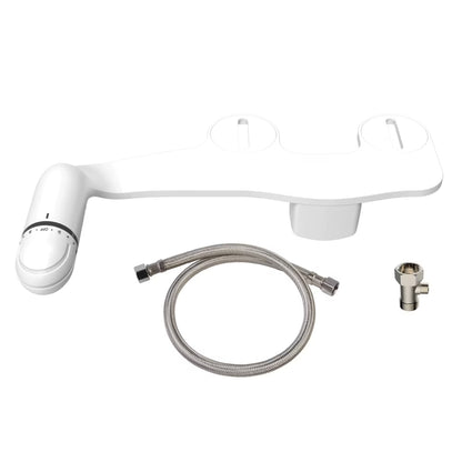 Dual Nozzles Bidet Attachments with Self Cleanig Daisy White, Slim Size