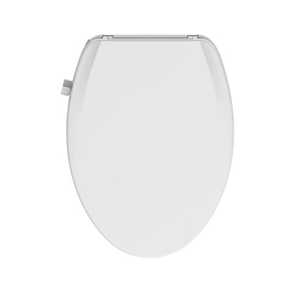 Elongated Non-Electric Bidet Toilet Seat with Dual Self-Cleaning Nozzles, Daisy White