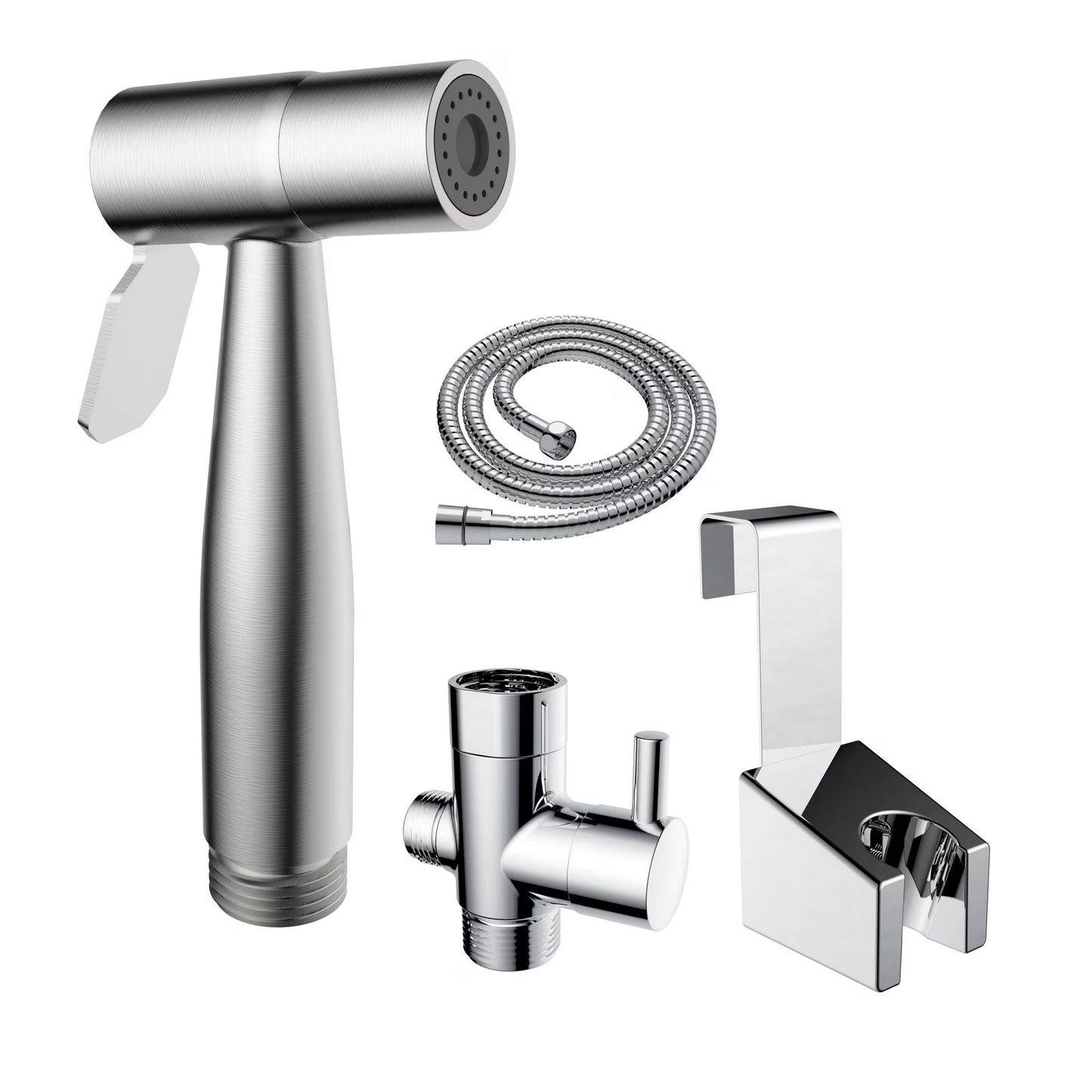 Silver Stainless Steel Handheld Bidet Sprayer Set for Personal Hygiene