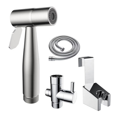Silver Stainless Steel Handheld Bidet Sprayer Set for Personal Hygiene