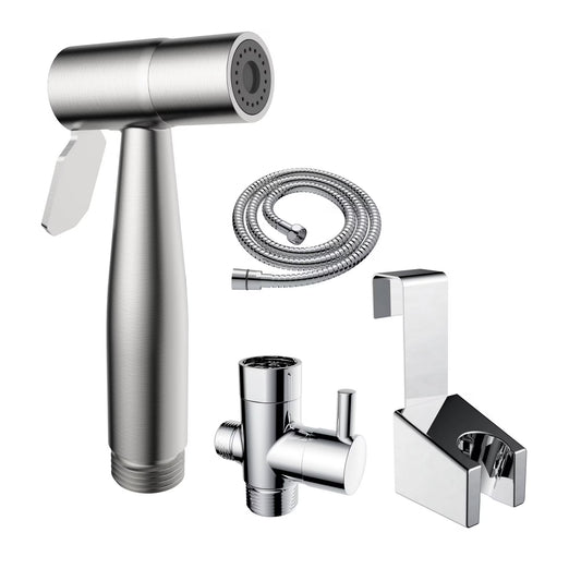 Silver Stainless Steel Handheld Bidet Sprayer Set for Personal Hygiene