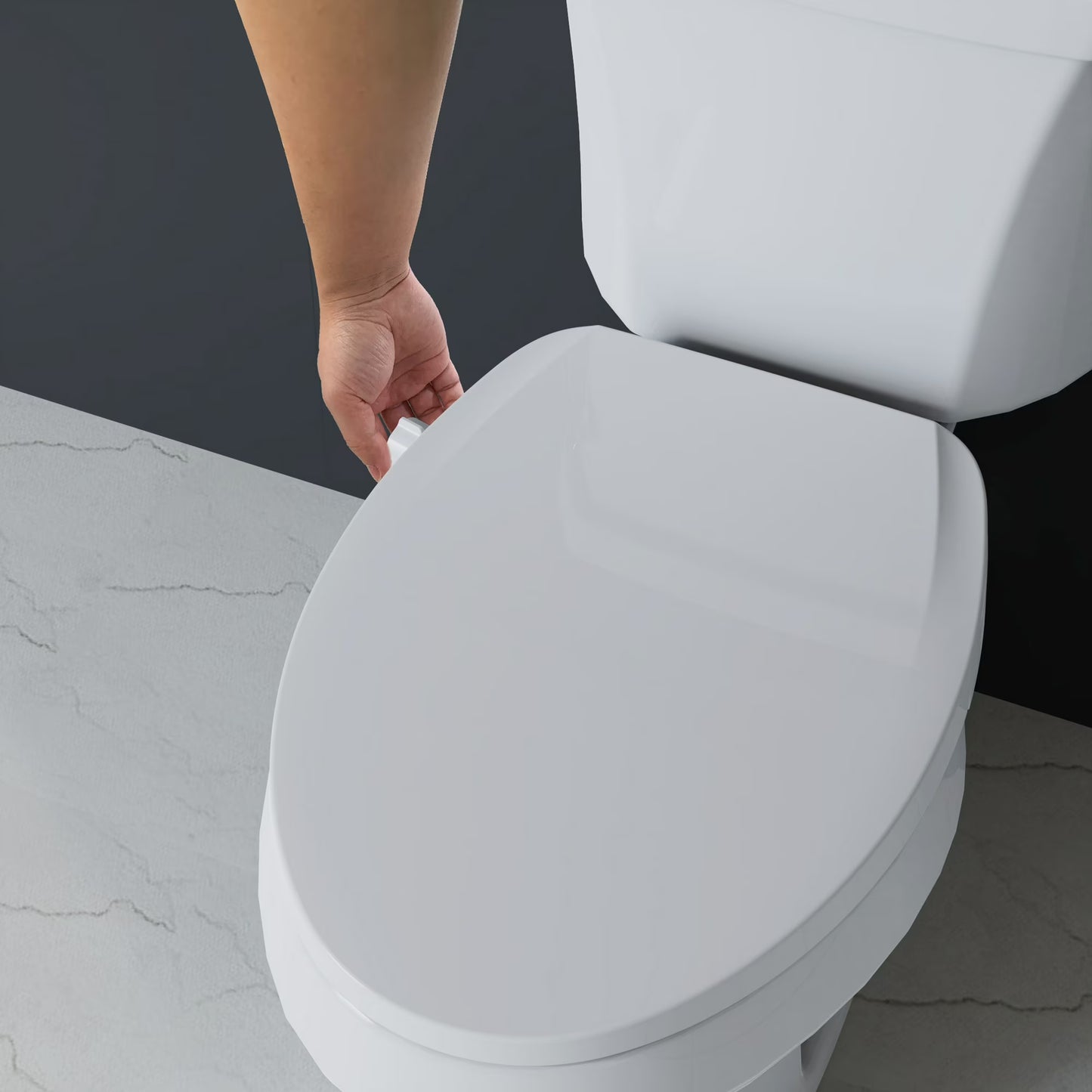 Elongated Non-Electric Bidet Toilet Seat with Dual Self-Cleaning Nozzles, Daisy White