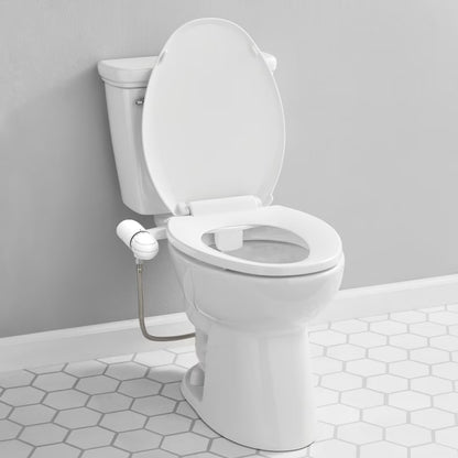 Dual Nozzles Bidet Attachments with Self Cleanig Daisy White, Slim Size